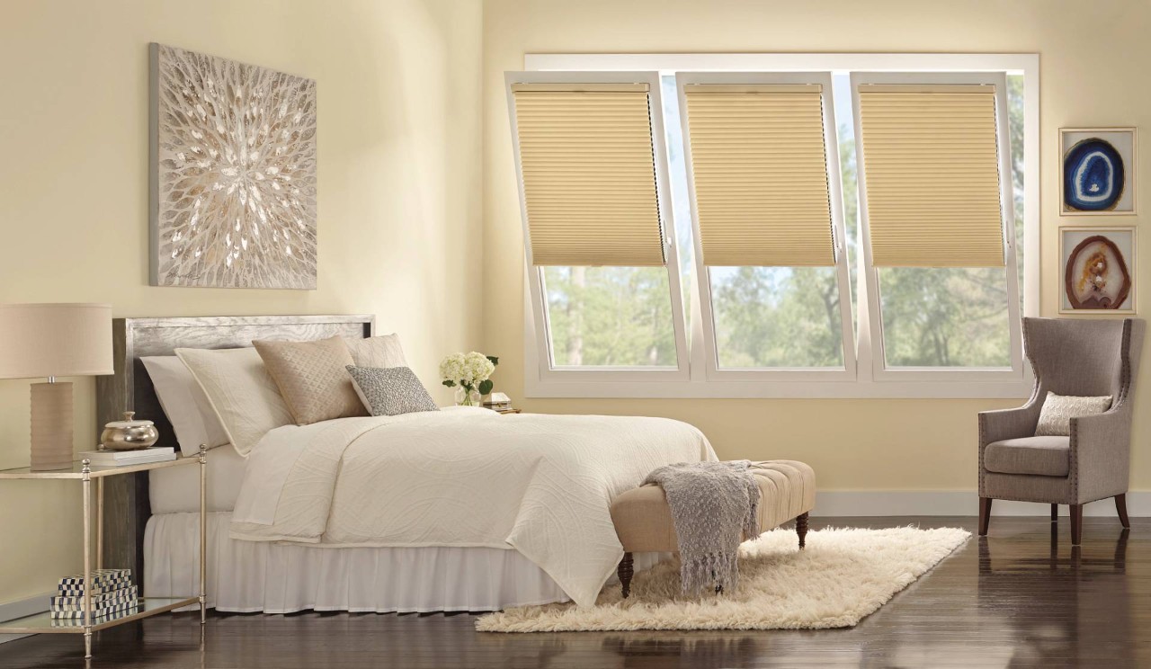 Hunter Douglas Duette® Cellular Shades in a bedroom near Marriottsville and Frederick, MD