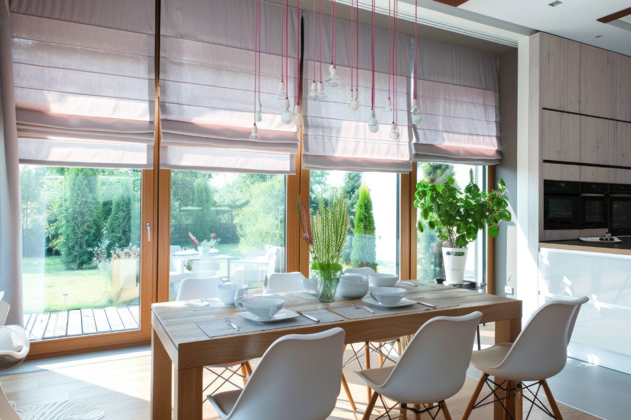 Patio door shades blocking light in a kitchen near Marriottsville, MD