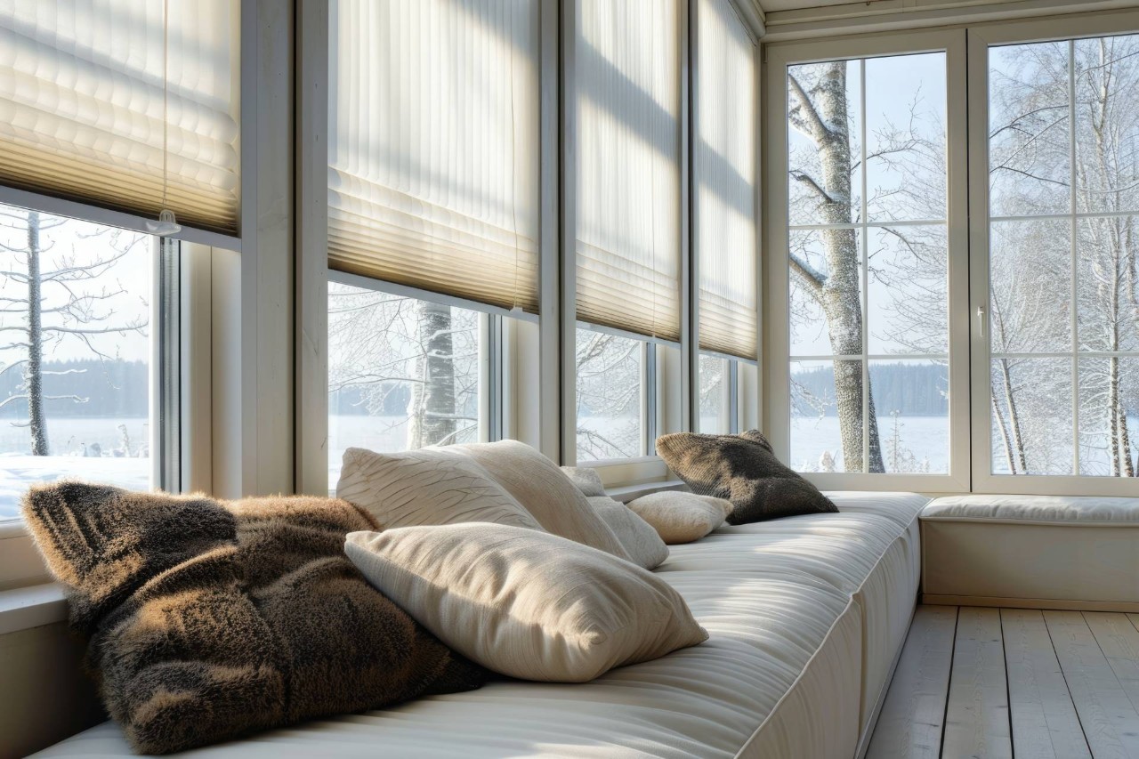 Pleated window shades in a home near Marriottsville, MD